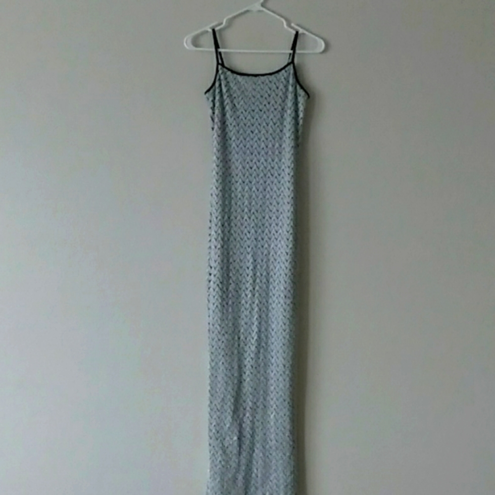 Black and silver maxi spaghetti strap dress